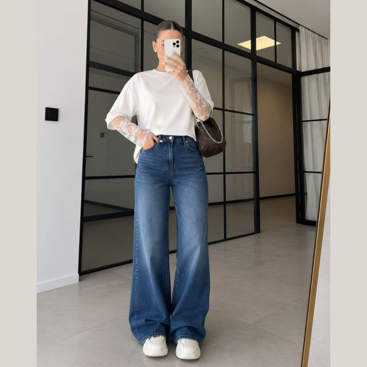 wide leg jeans رجل عريضة